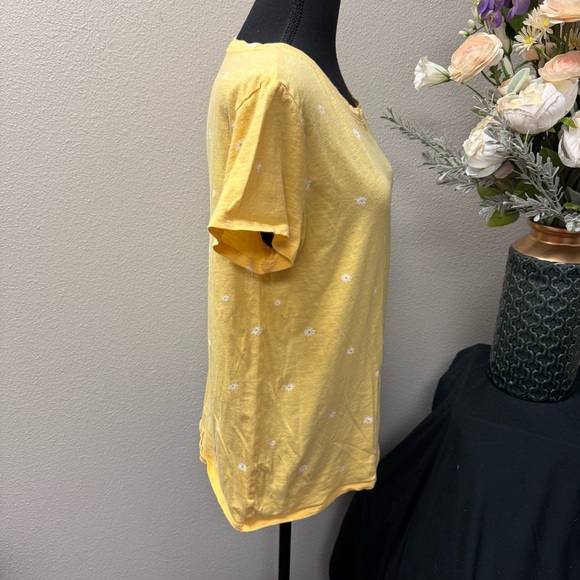 Victoria’s Secret PINK Yellow Daisy Print Tee Shirt Women’s Large Summer Casual - Picture 5 of 9